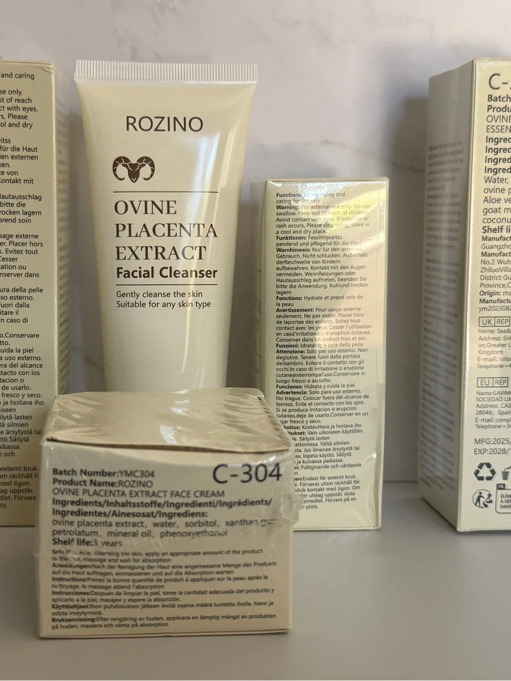 NEW Rozino Ovine Placenta Extract 5-Piece Set Toner Clnsr Cream Emulsion